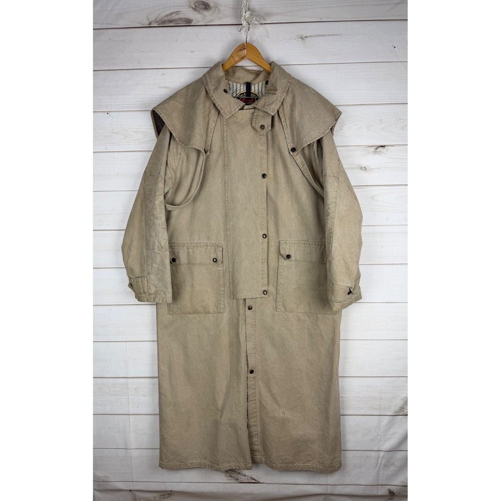The Australian Outback Collection Duster Coat Large Tan Canvas Cape Trench